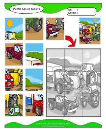 Puzzle Kes Yapıştır Çalışma Sayfaları